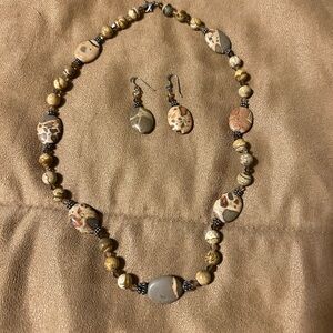 Natural Stone Jewelry Set - Necklace and Earrings